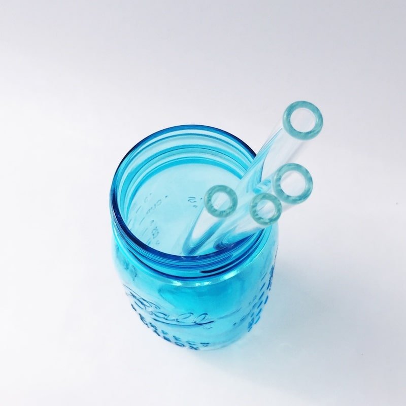 Set of 4 glass straws short