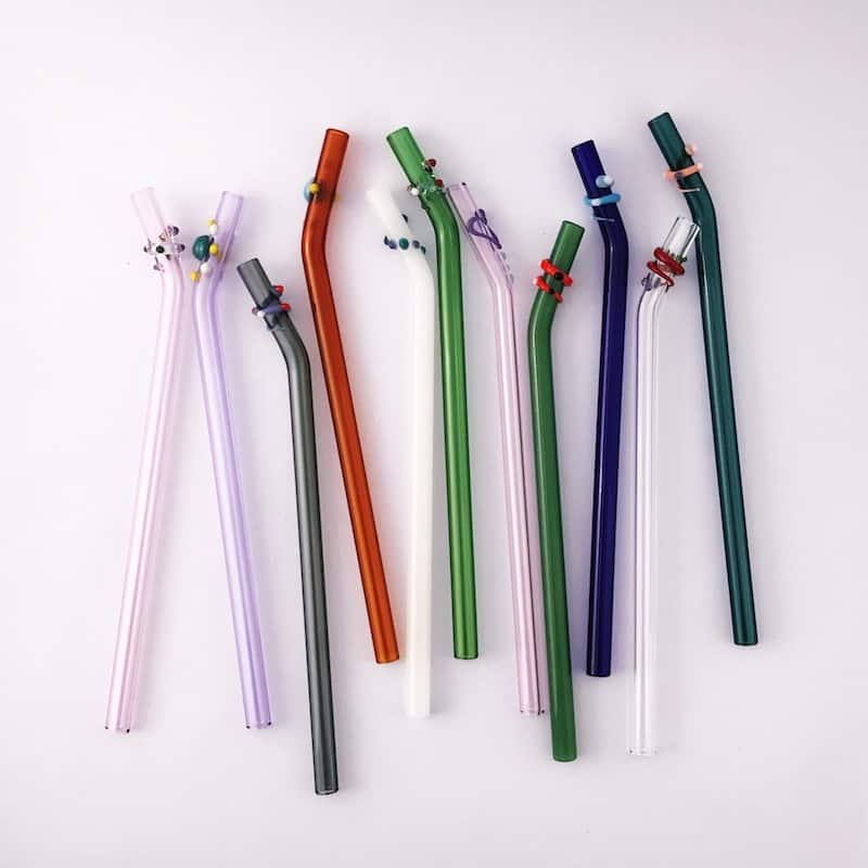 Choose Your Design Barely Bent Glass Straw Set of 4 Strawesome